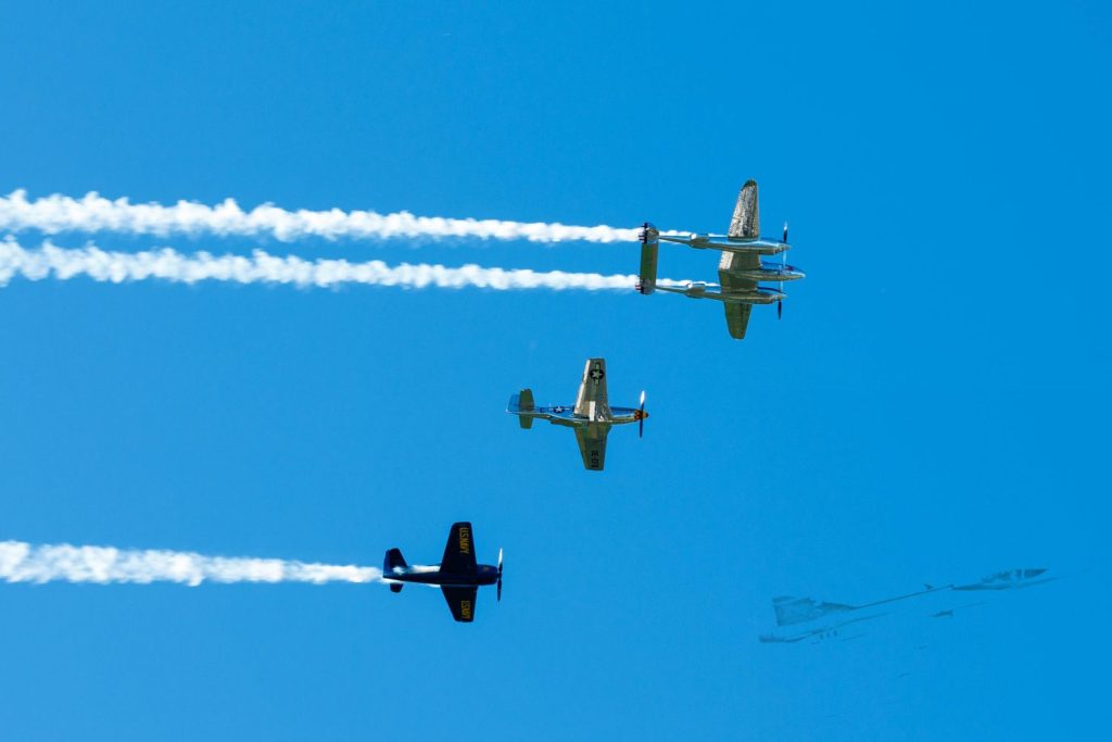P-38 Lightning, P-51 Mustang, F8F-2 Bearcat